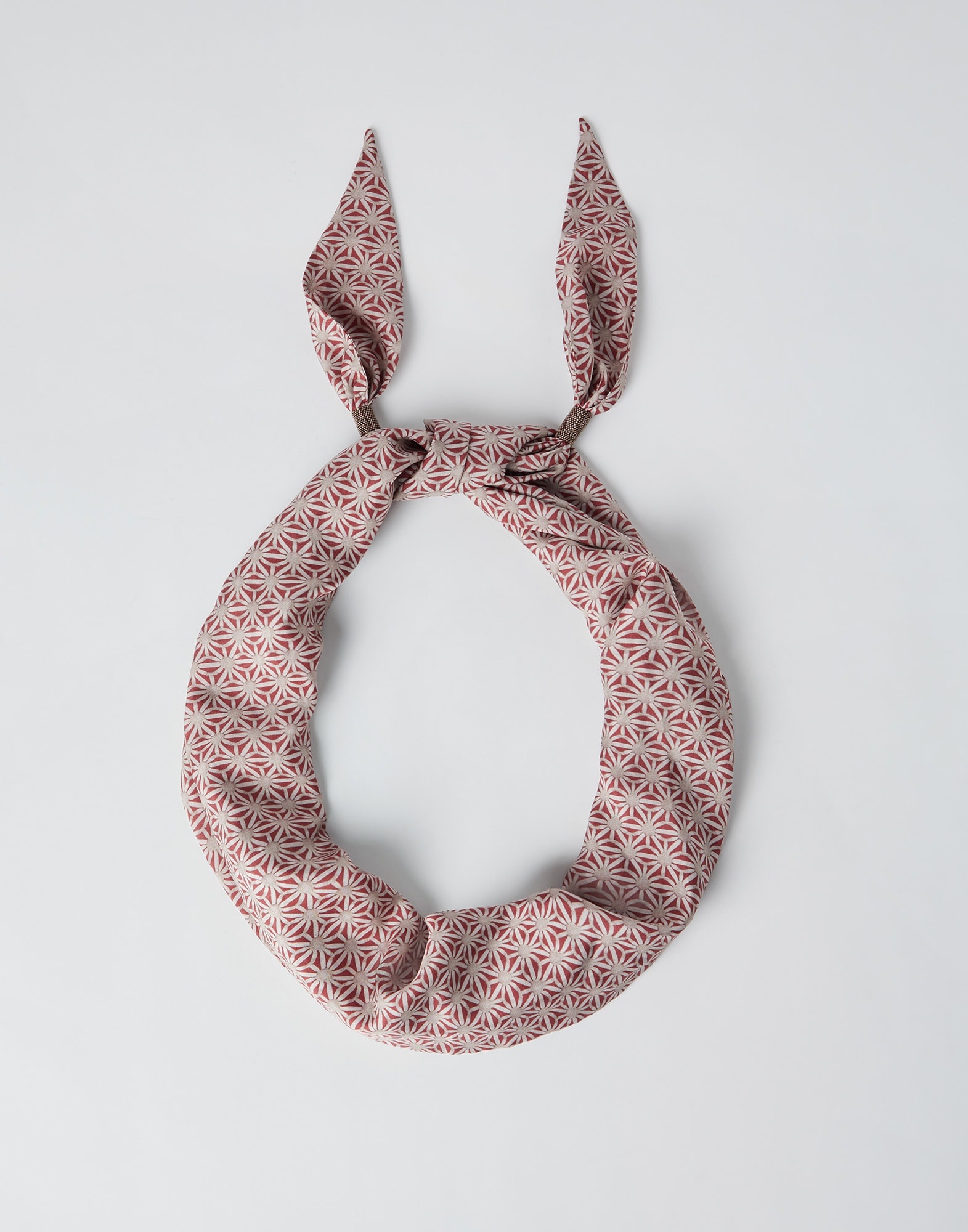 Starburst flower silk pongee foulard with monili - 1