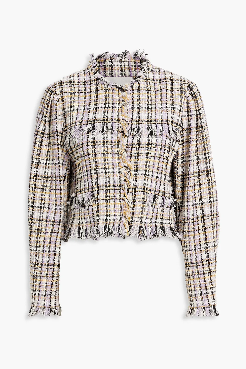 Nameo cropped fringed cotton-blend tweed jacket - 1