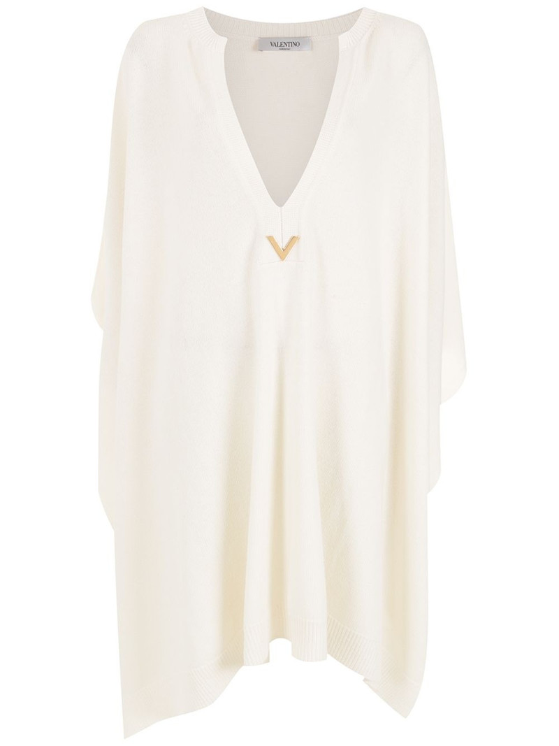 logo-plaque knitted poncho 1