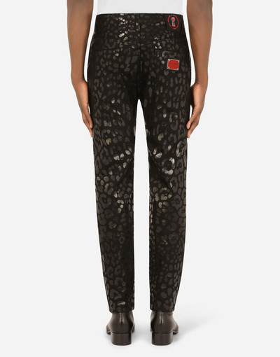 Dolce & Gabbana Flocked leopard-print slim-fit jeans outlook