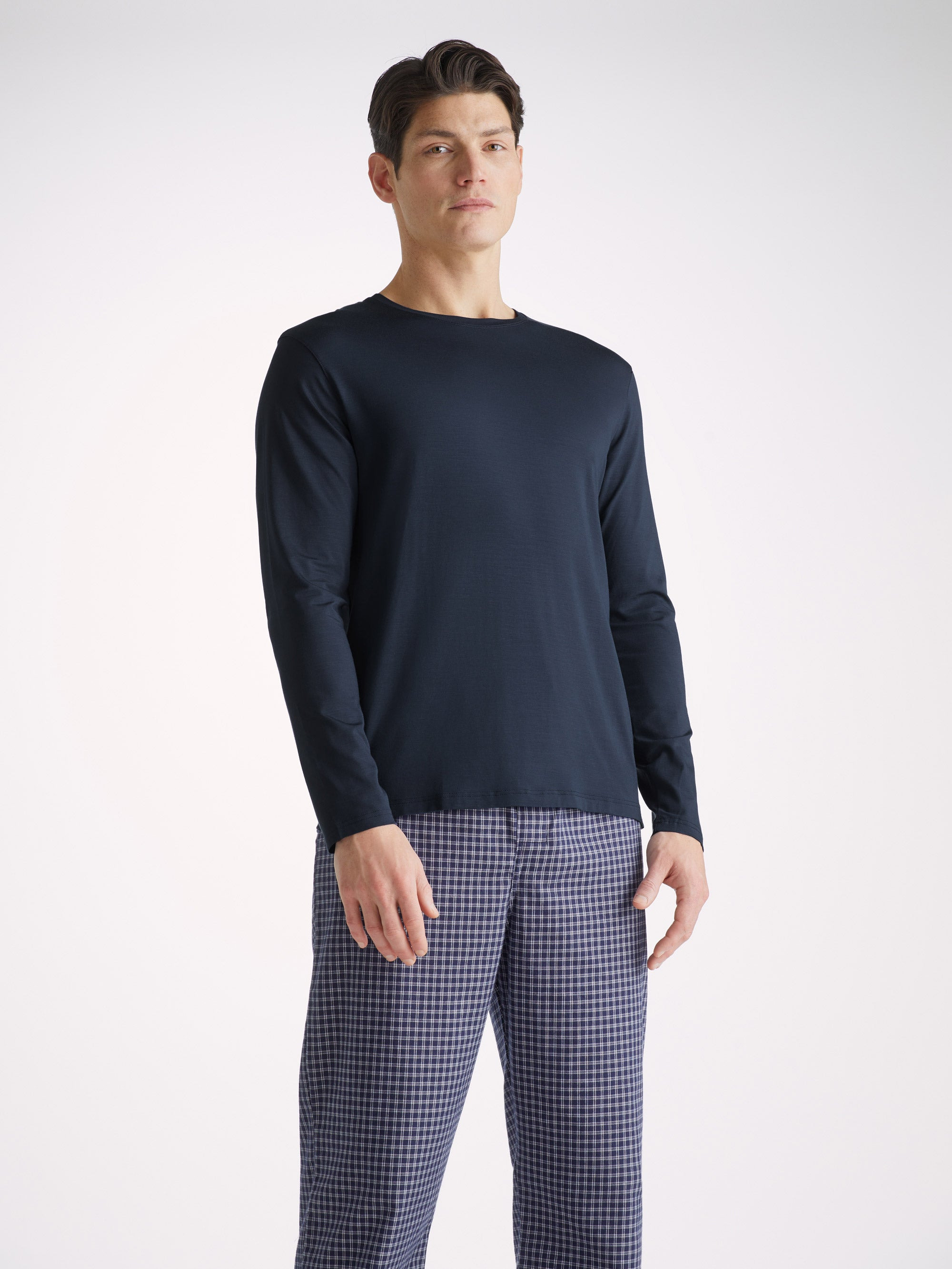Men's Long Sleeve T-Shirt Basel Micro Modal Stretch Navy - 8