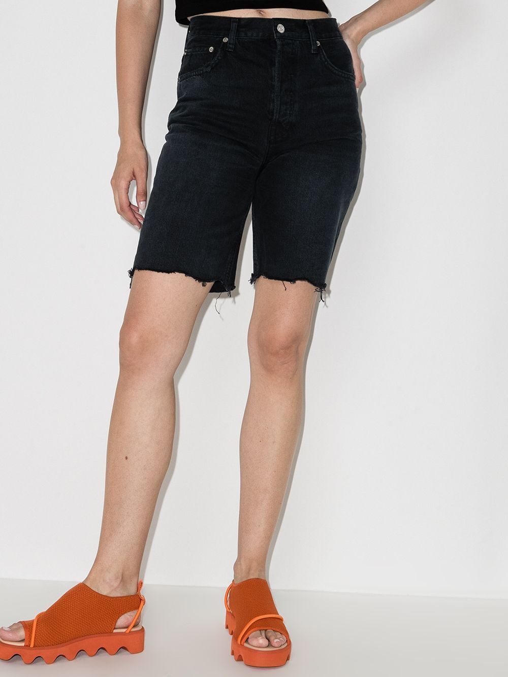 knee-length denim shorts - 2