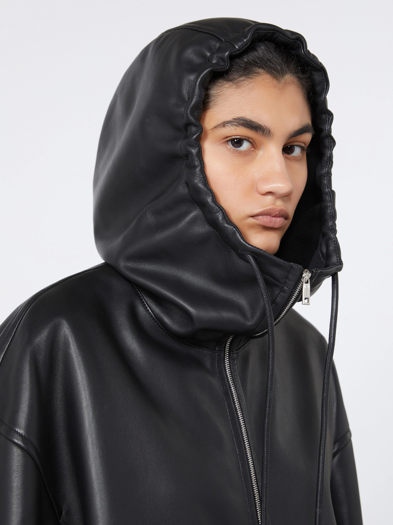 ADUNCO1234 Leather hoodie - RUNWAY - BLACK 5