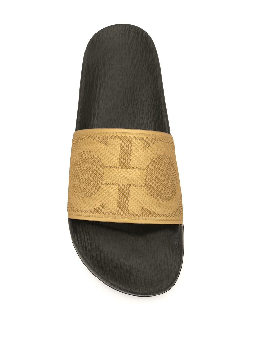 logo-print leather slides - 4