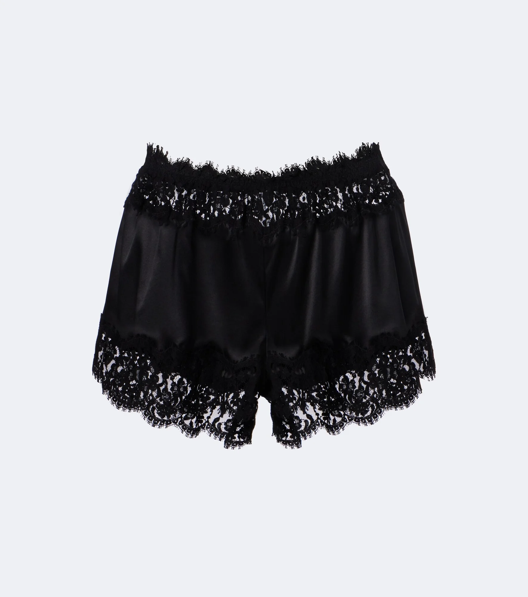 Lace-trimmed silk and cotton-blend shorts - 1