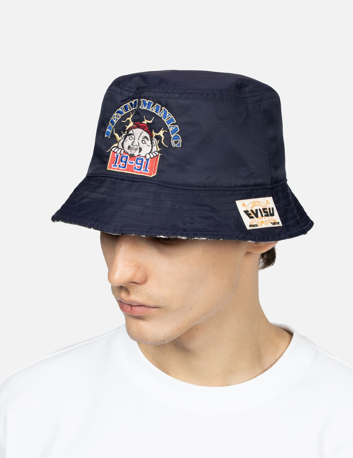 SEAGULL AND KAMON JACQUARD REVERSIBLE BUCKET HAT - 3