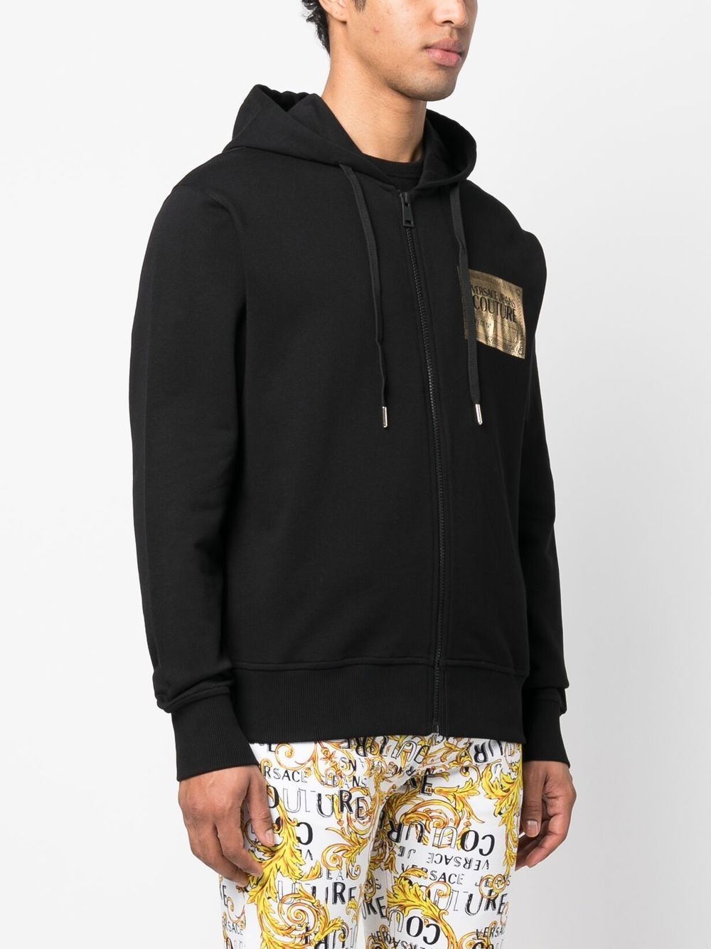 logo-print zipped hoodie - 3