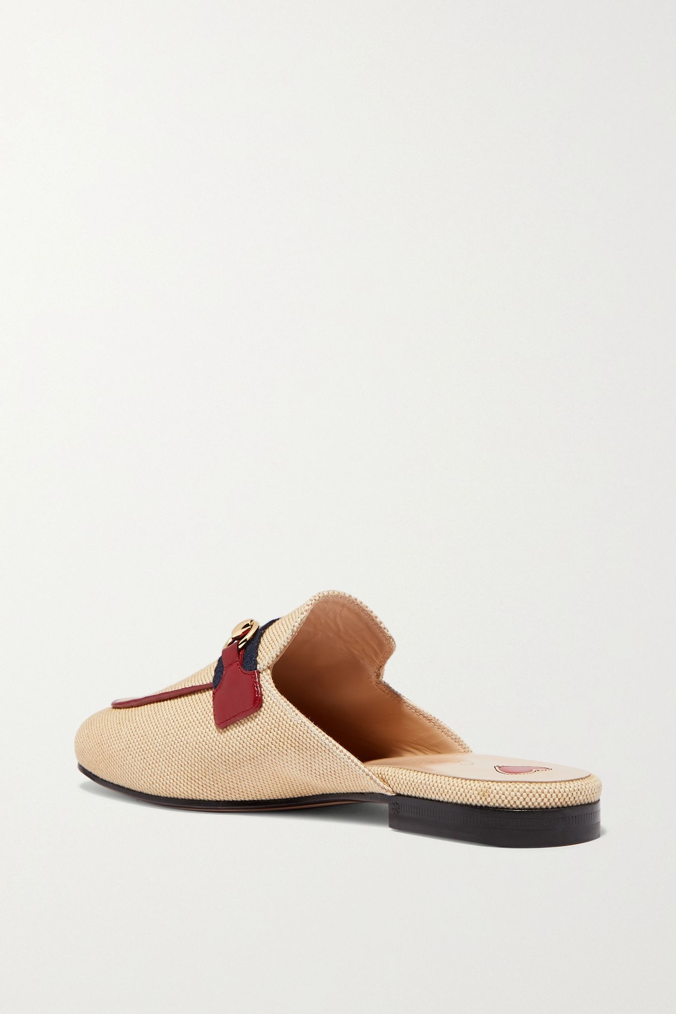 Princetown horsebit-detailed leather-trimmed canvas slippers - 4