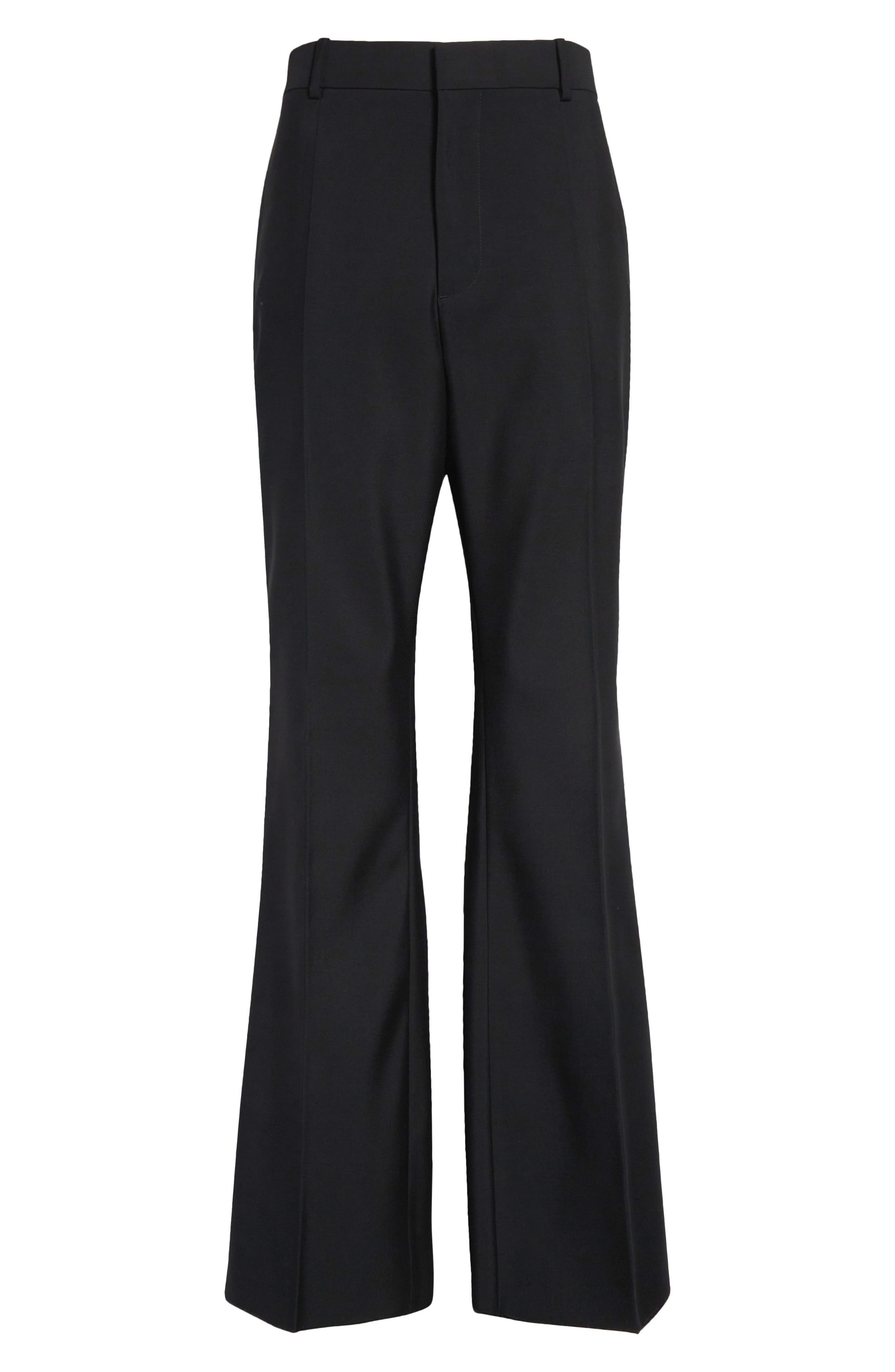 Bottega Veneta Lightweight Wool Flare Leg Pants in 1000 Black at Nordstrom - 6