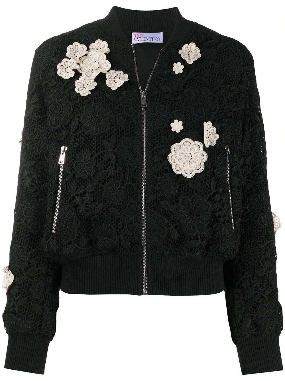 floral-appliqué bomber jacket - 1