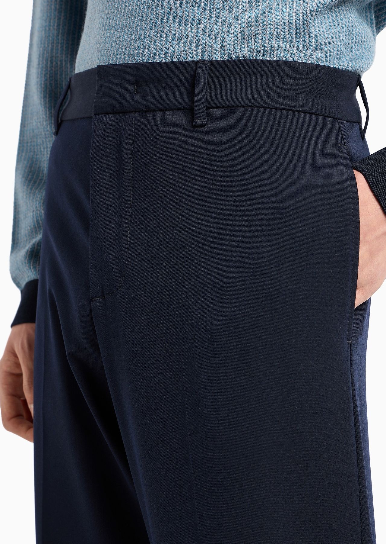 Compact fabric chinos with wool finish - 5