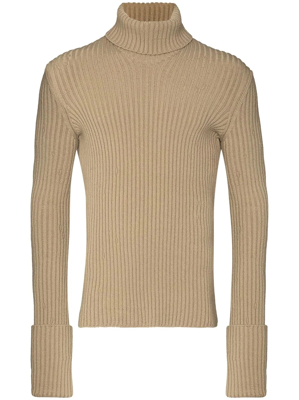 cut-out ribbed-knit turtleneck jumper - 1