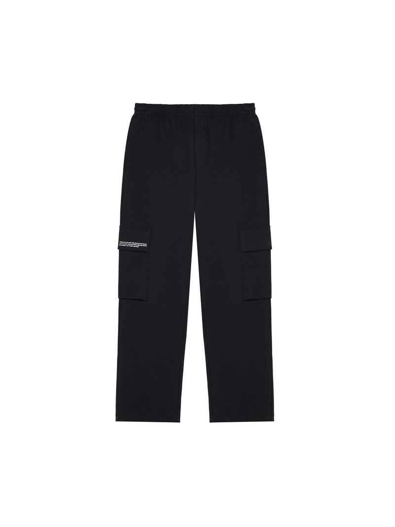 Womens Double Jersey Cargo Track Pants - Black 1