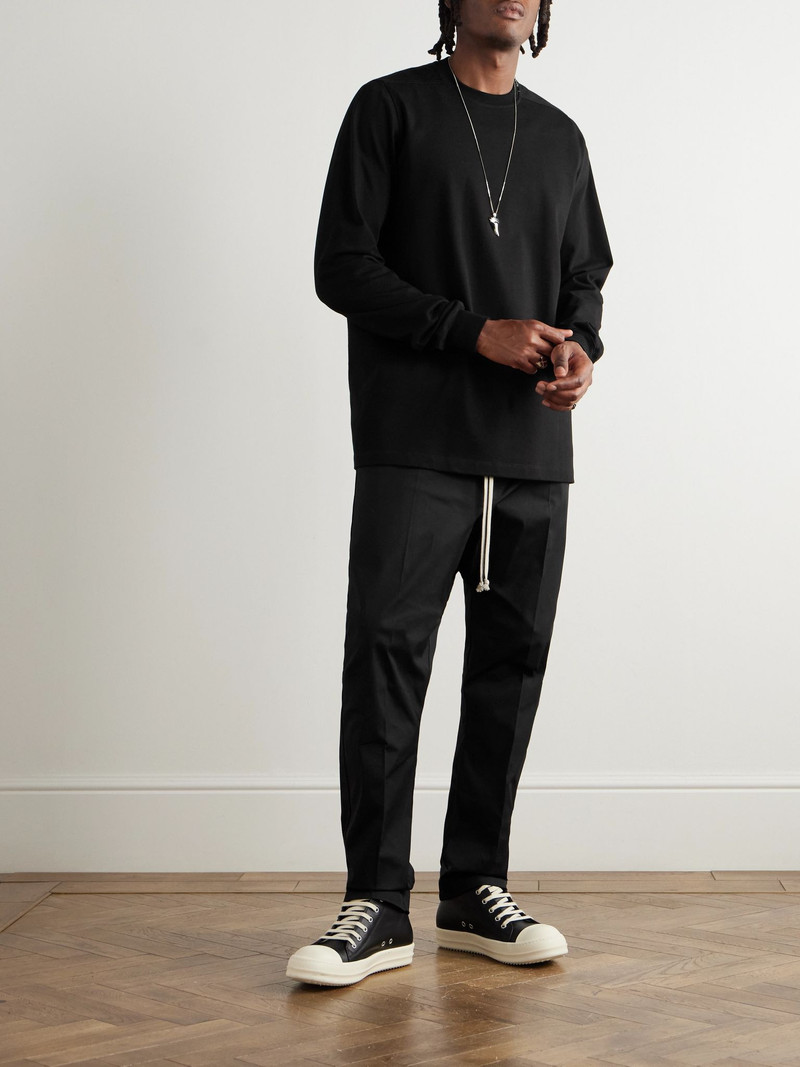 Rick Owens Tapered Cotton-Blend Poplin Trousers Black outlook