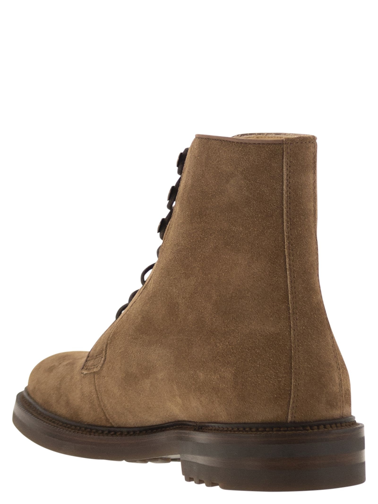 Brunello Cucinelli Men Suede Lace-Up Boot - 3