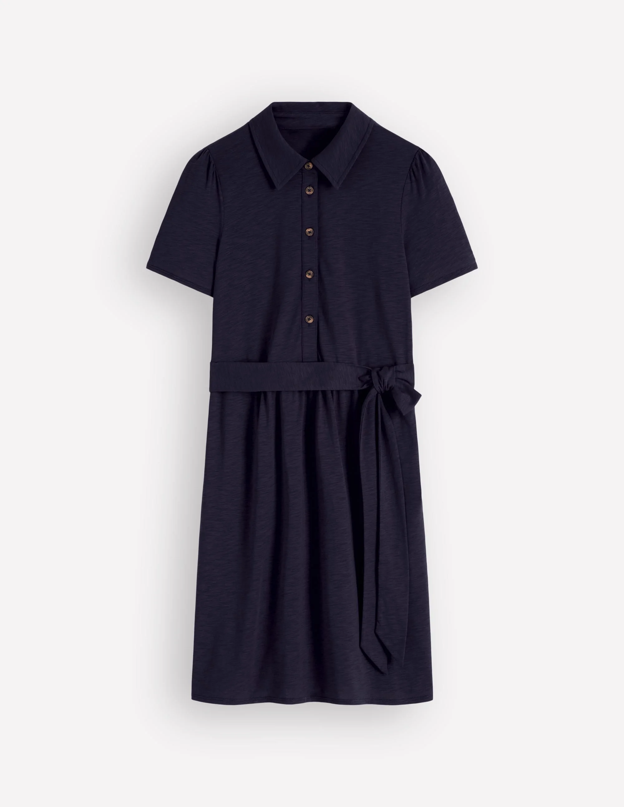 Patti Short Jersey Shirt Dress-Navy - 1
