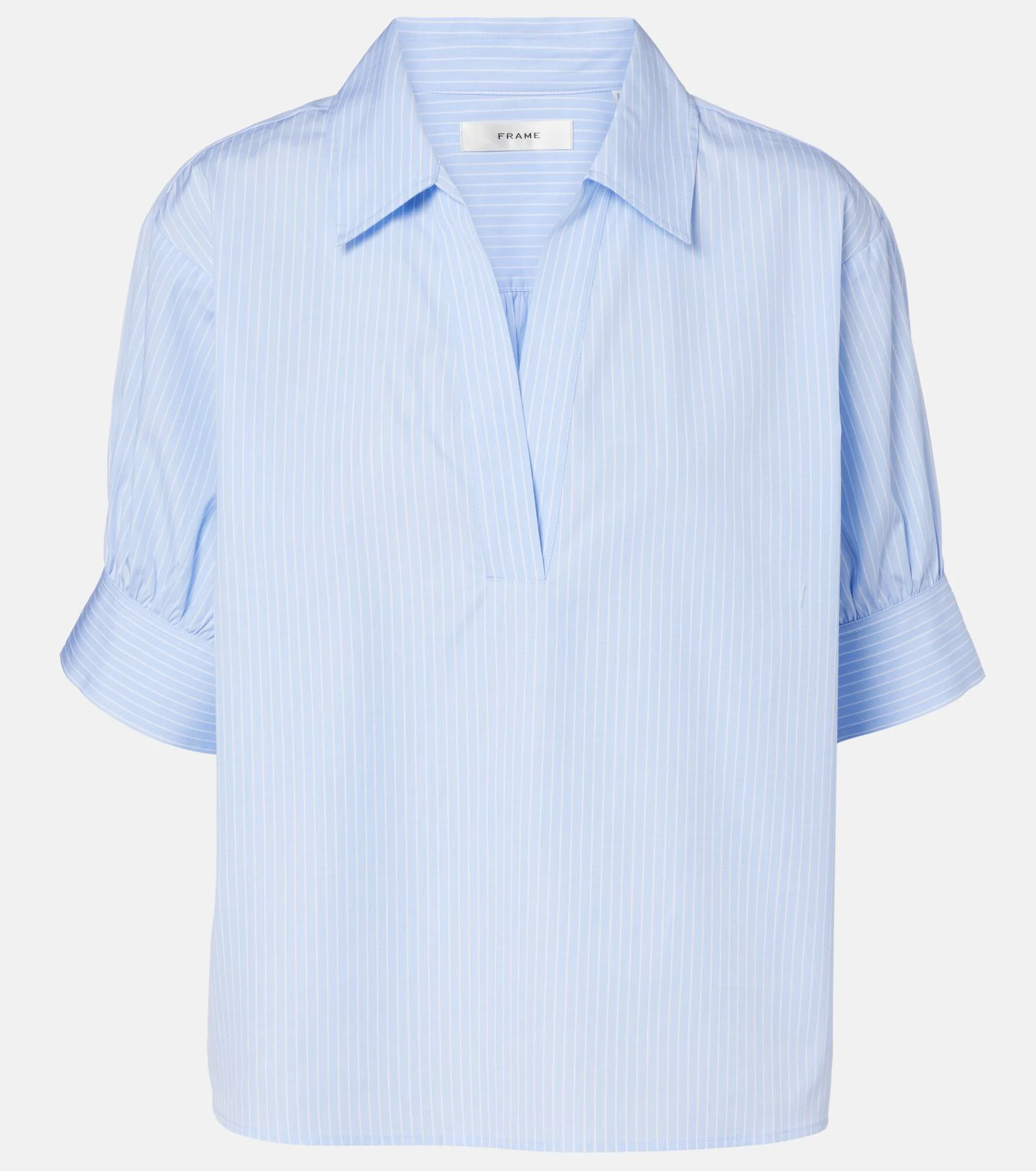 Popover striped cotton poplin top - 1