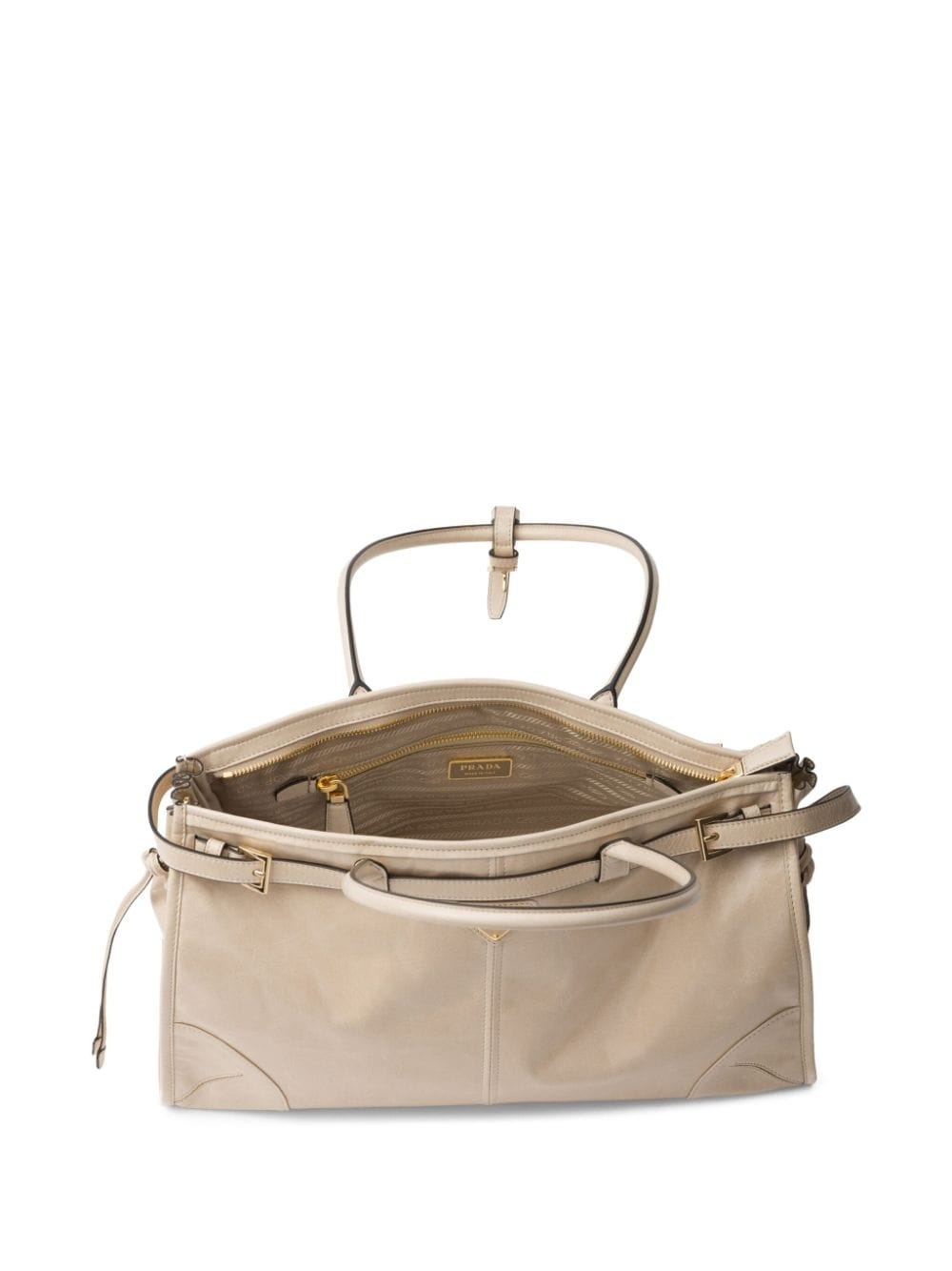 large enamel triangle logo belted handbag - 6