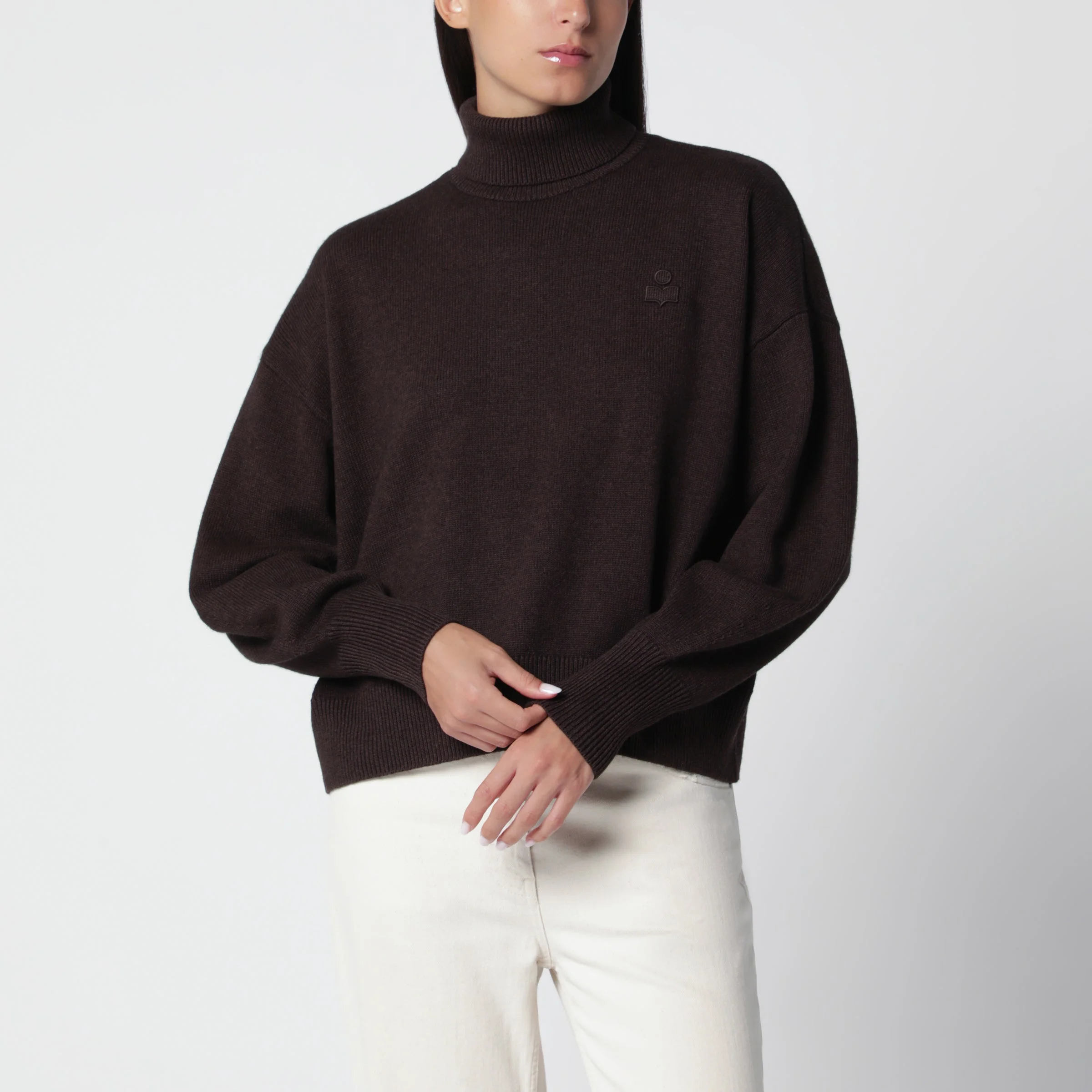 Nasha Chocolate Cotton-Wool Turtleneck - 1