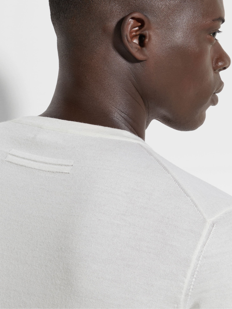 ZEGNA WHITE MÉLANGE CASHSETA CREWNECK outlook