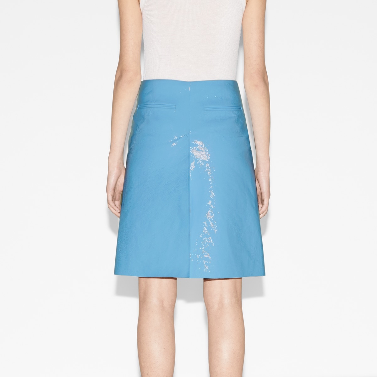 Shiny leather mid-length skirt - 4
