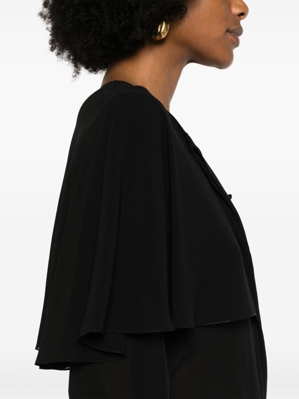 cape-attachment silk shirt - 5