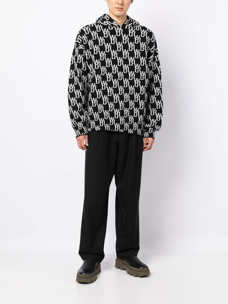 We11done monogram knitted hoodie outlook