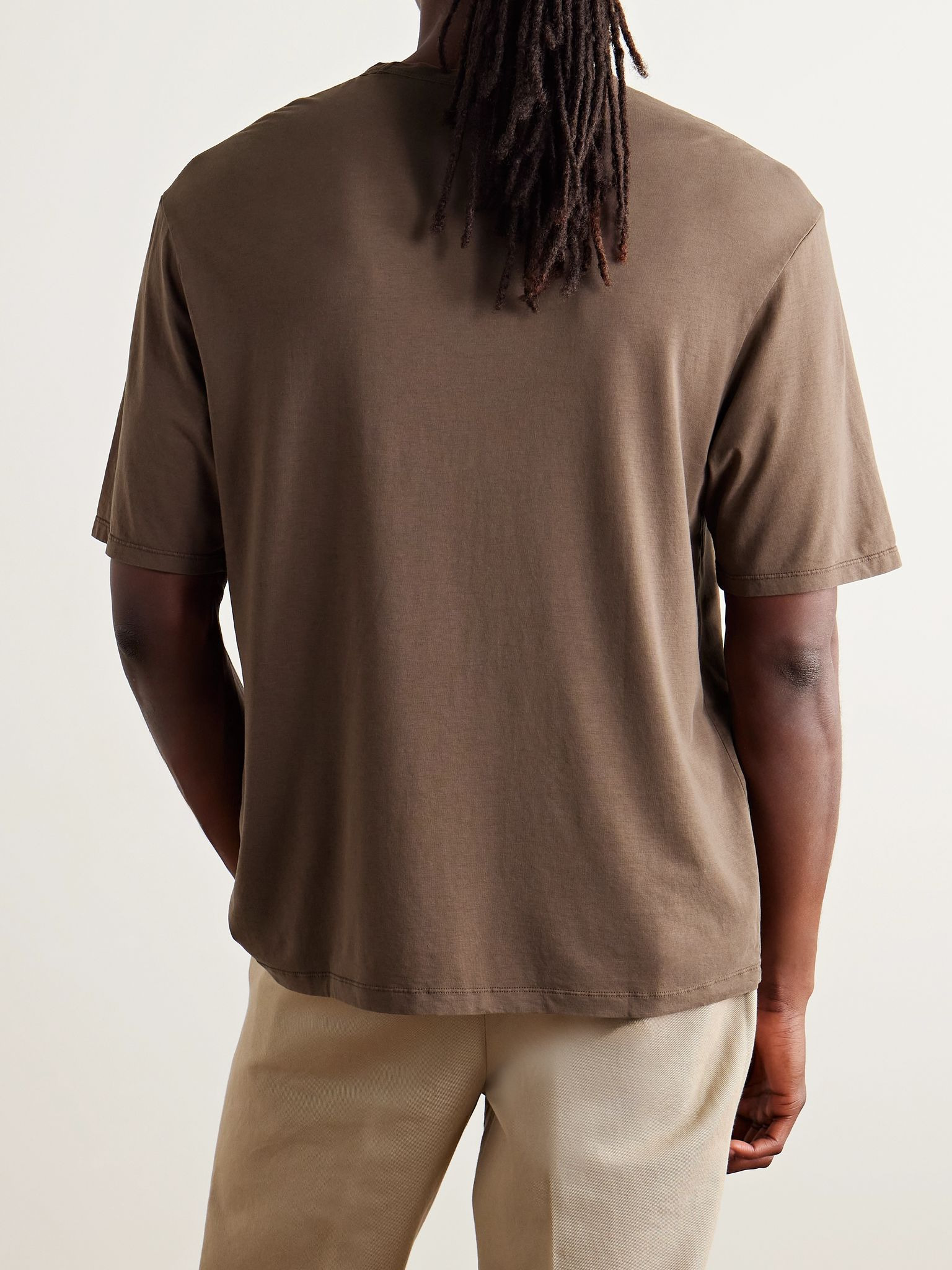 Benny Pigment-Dyed Lyocell and Cotton-Blend Jersey T-Shirt Brown - 4