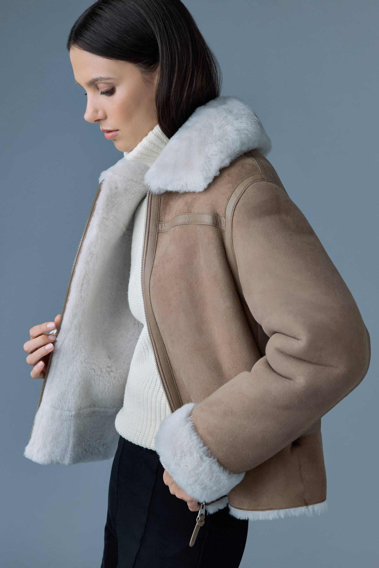 BETTY 2-in-1 reversible leather shearling jacket - 6
