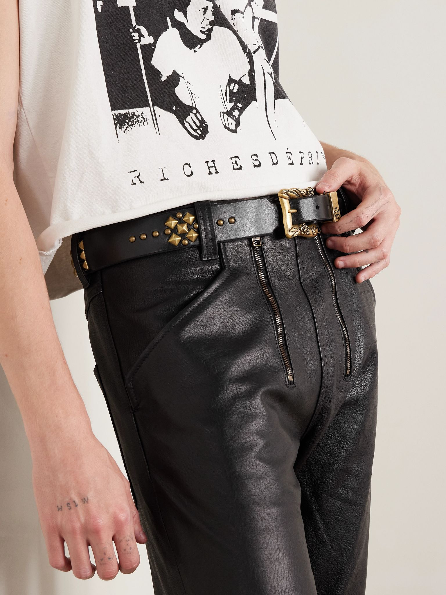 Texas Serenade 3.5cm Embellished Leather Belt Black - 3