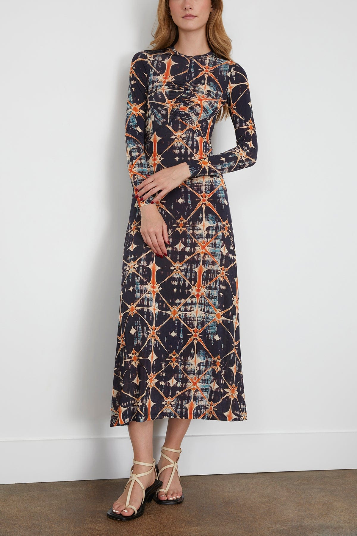 Naia Long Sleeve Ruched Midi Dress in Phoenix - 3