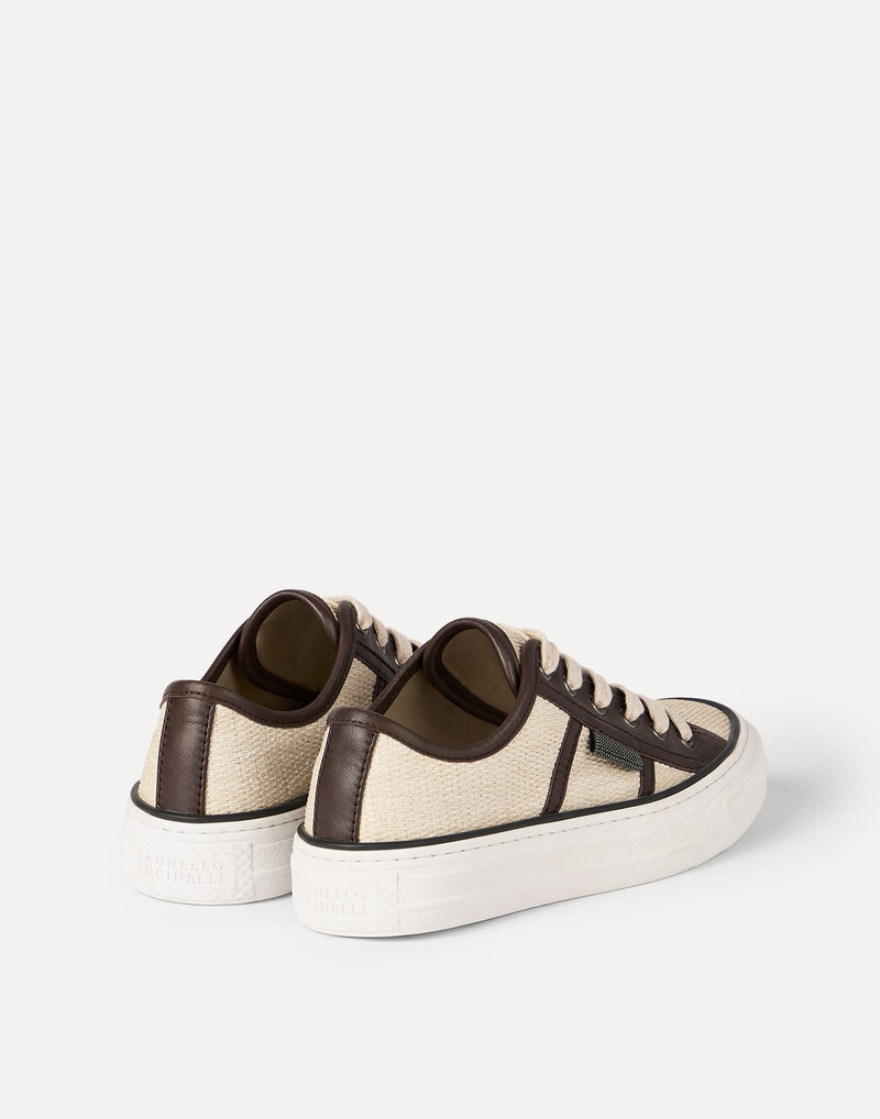 Brunello Cucinelli Techno raffia sneakers with shiny tab outlook