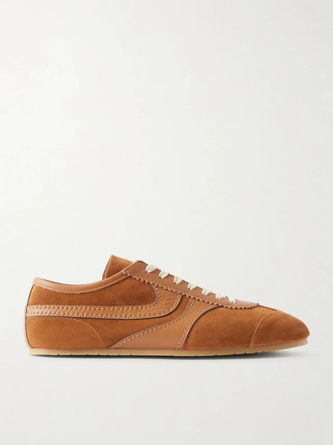 Leather-Trimmed Suede Sneakers - 1