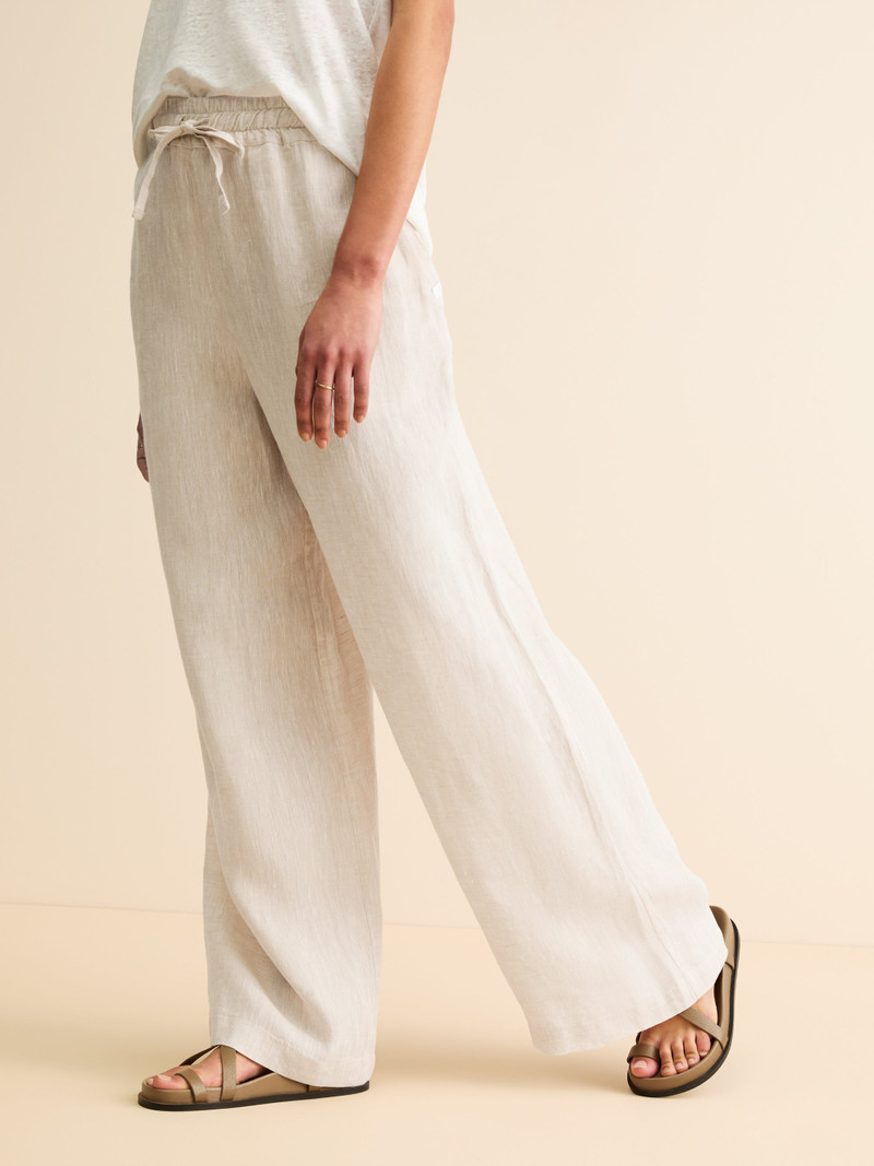 Derek Rose Women's Wide Leg Pants Sicily Linen Sand outlook