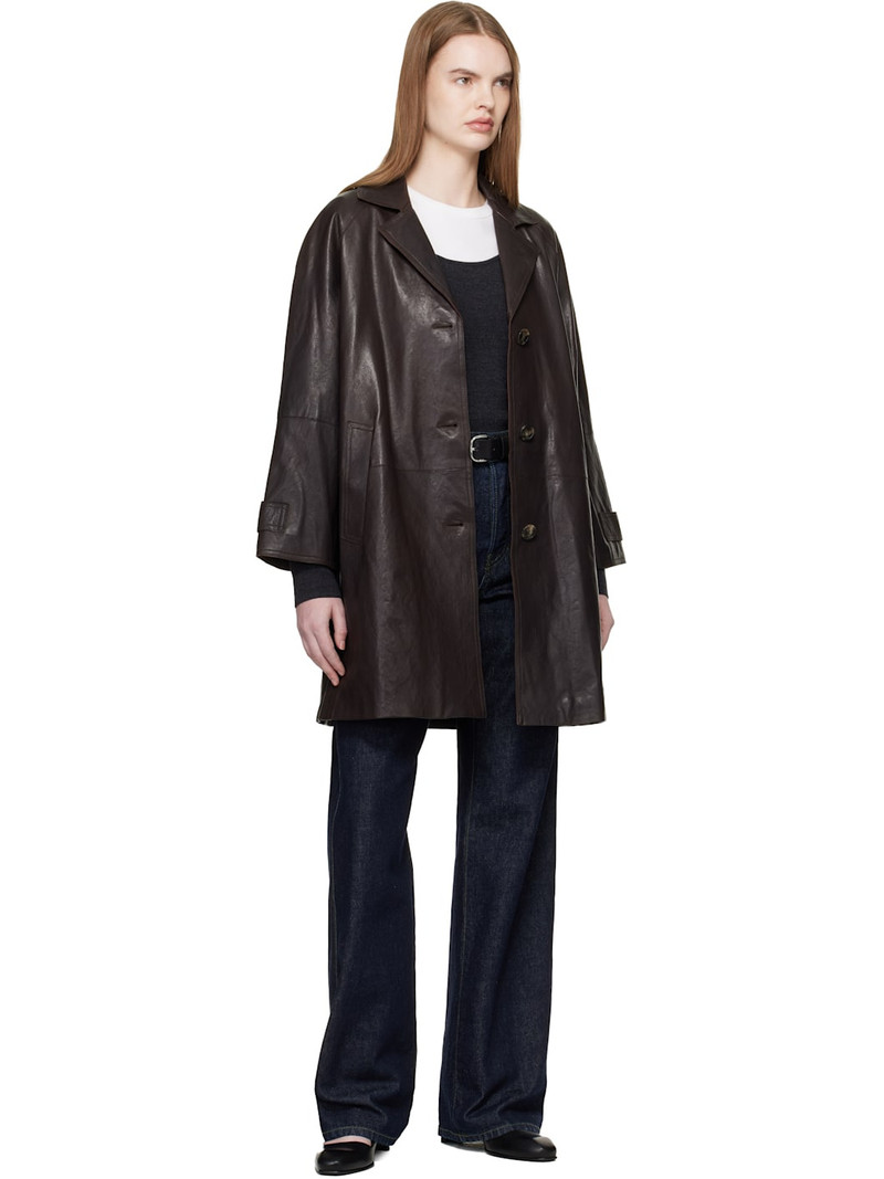 WEEKEND Max Mara Brown Camino Leather Coat outlook