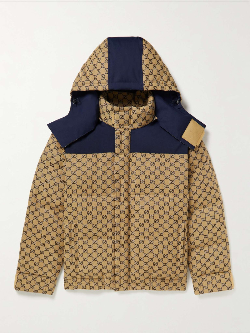 Logo-Jacquard Cotton-Blend Canvas Hooded Down Jacket - 1