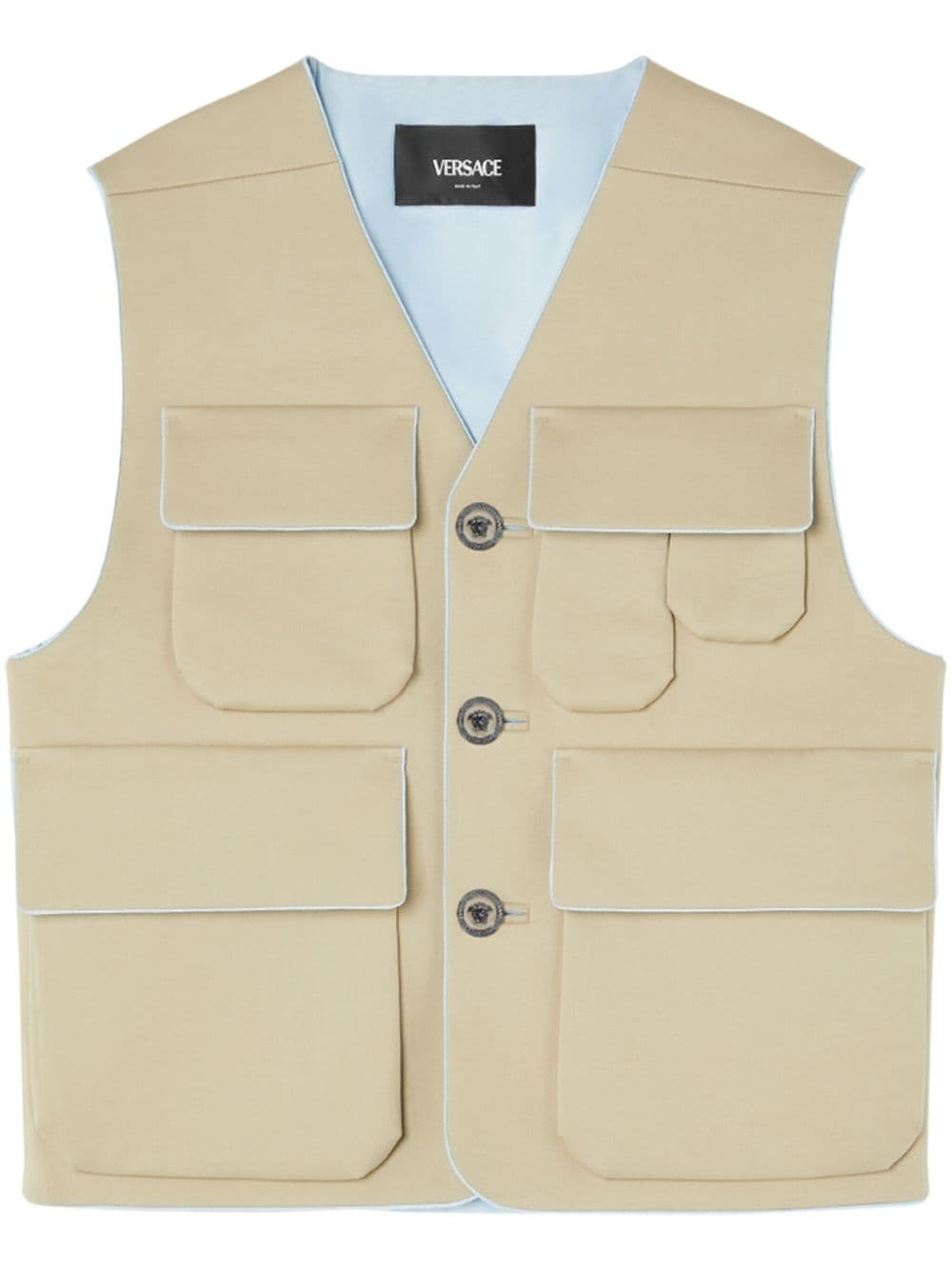 flap-pocket V-neck vest - 1