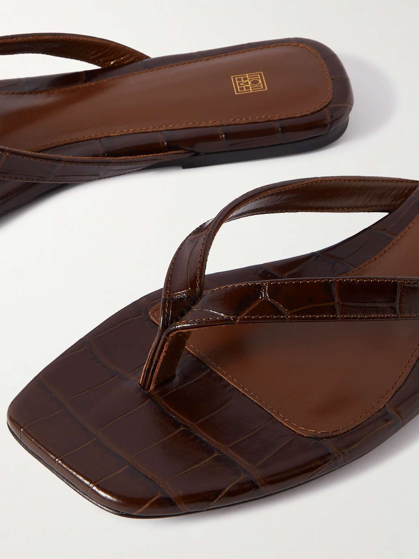 The Flip-Flop Flat croc-effect leather flip flops - 4