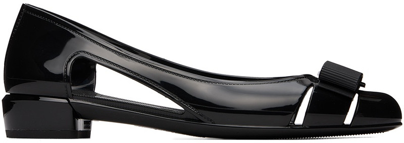 FERRAGAMO Black Jelly Ballerina Flats outlook