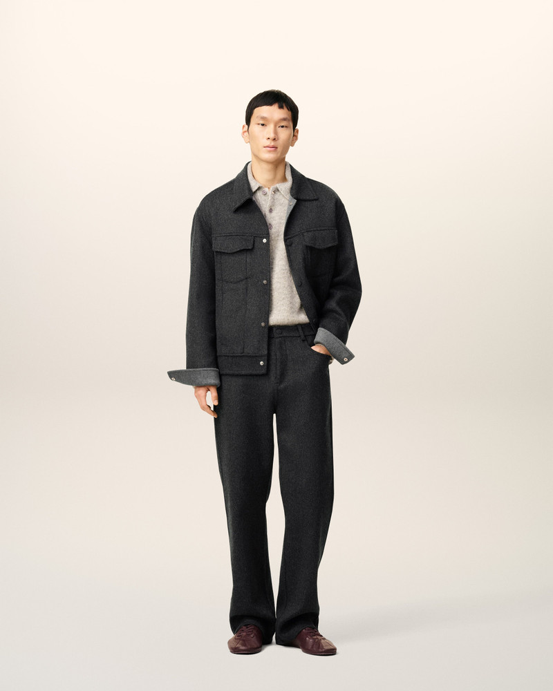 AMI Paris GREY WOOL LARGE FIT TROUSERS outlook
