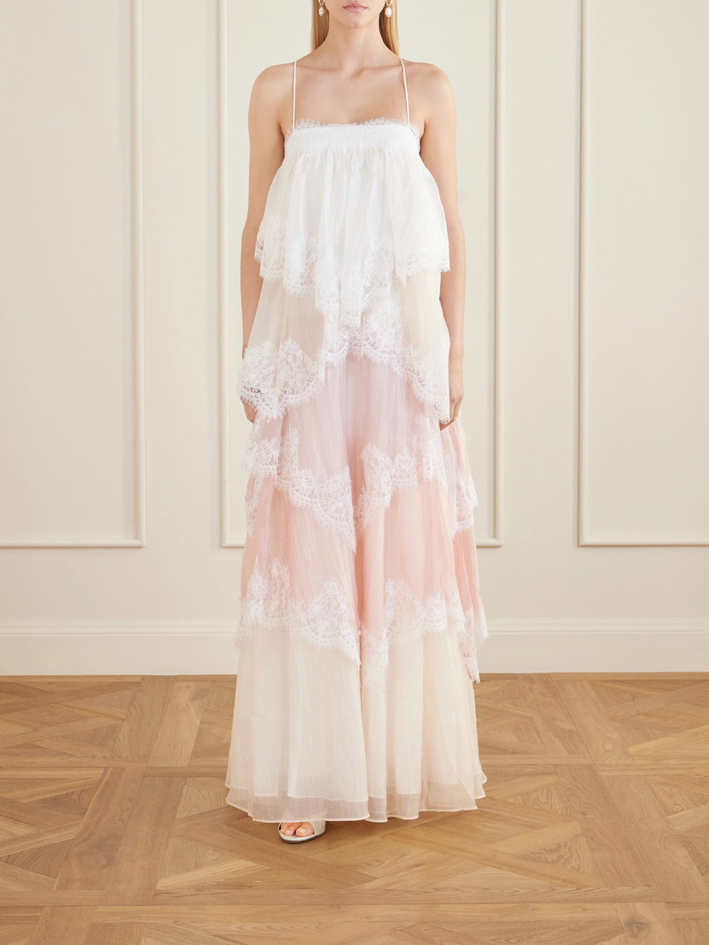 Aje. Ophelia Lace-trimmed Ruffled Chiffon Gown outlook