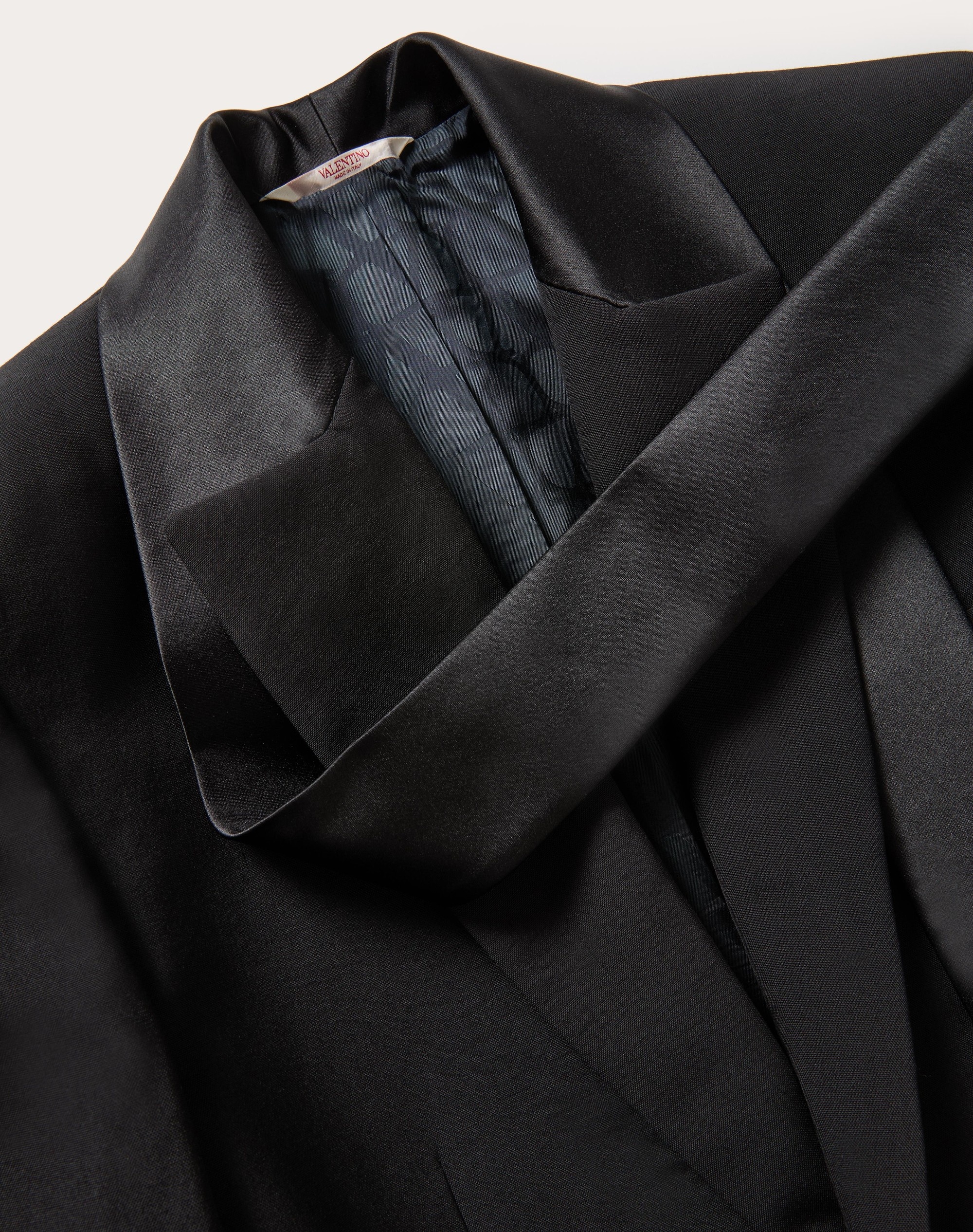 SINGLE-BREASTED WOOL JACKET WITH SCARF COLLAR - 3