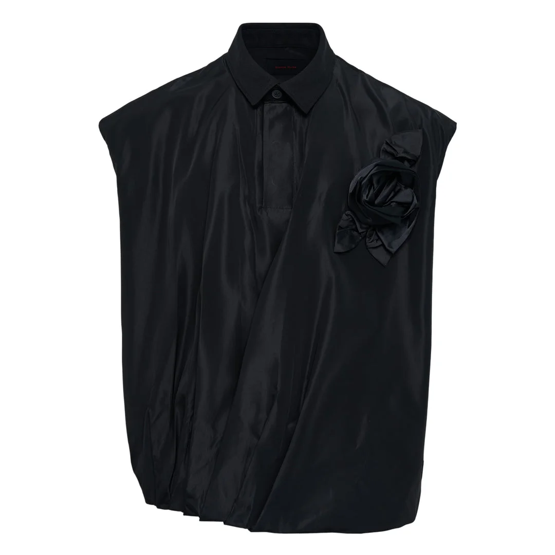 Draped Bubble Hem Pressed Rose Top - 1