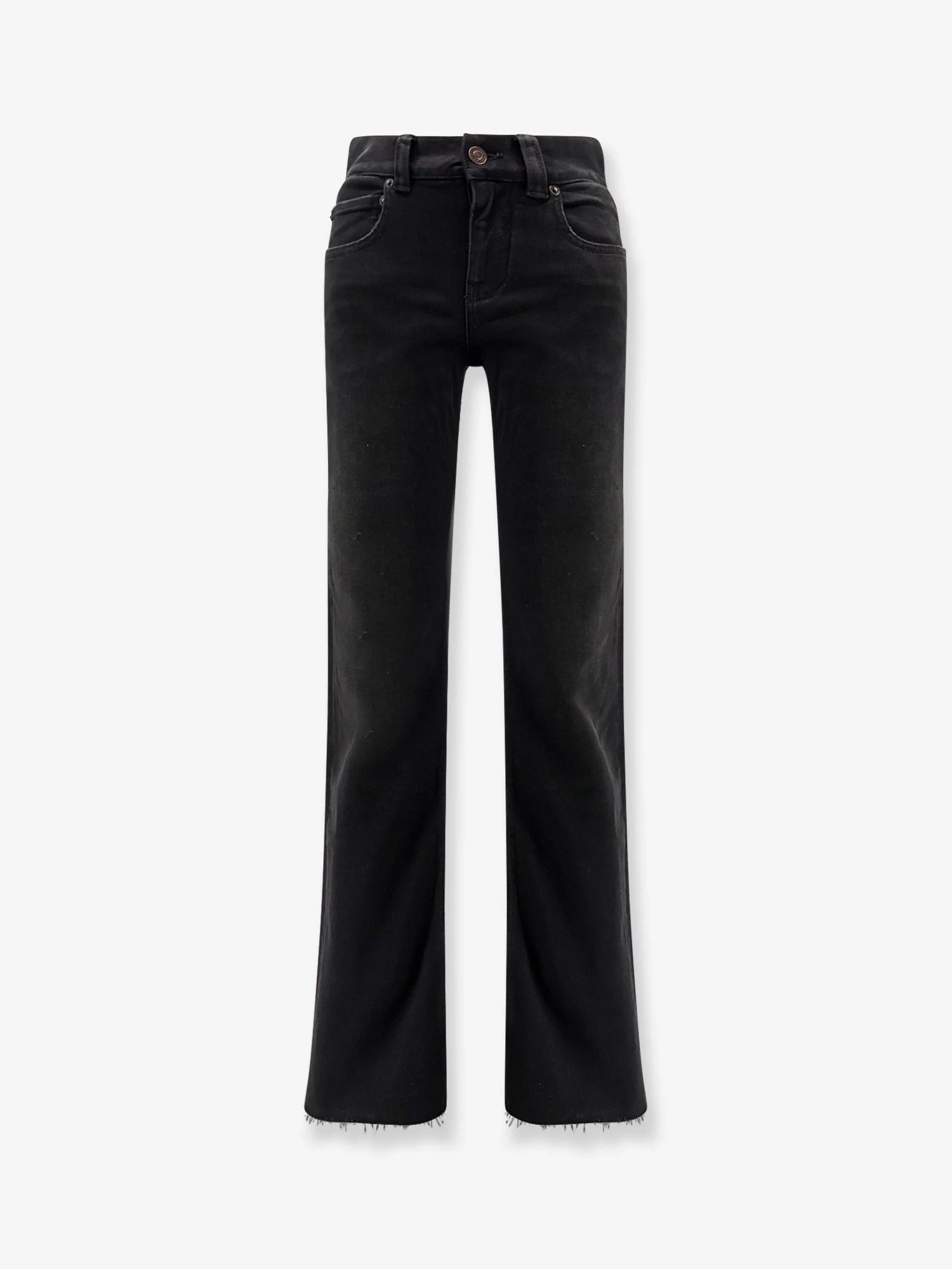 Balenciaga Women Denim Trousers With Frayed Edges - 1