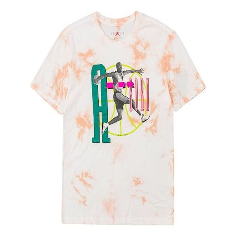 Air Jordan Washed Printing Breathable Round Neck Pullover Short Sleeve White AQ3756-100 - 1