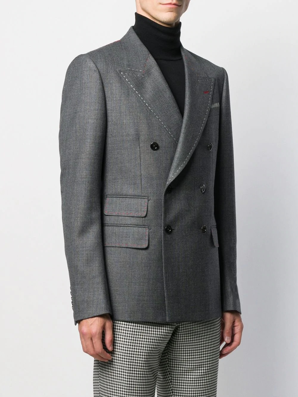 stitching detailed tailored blazer  - 3