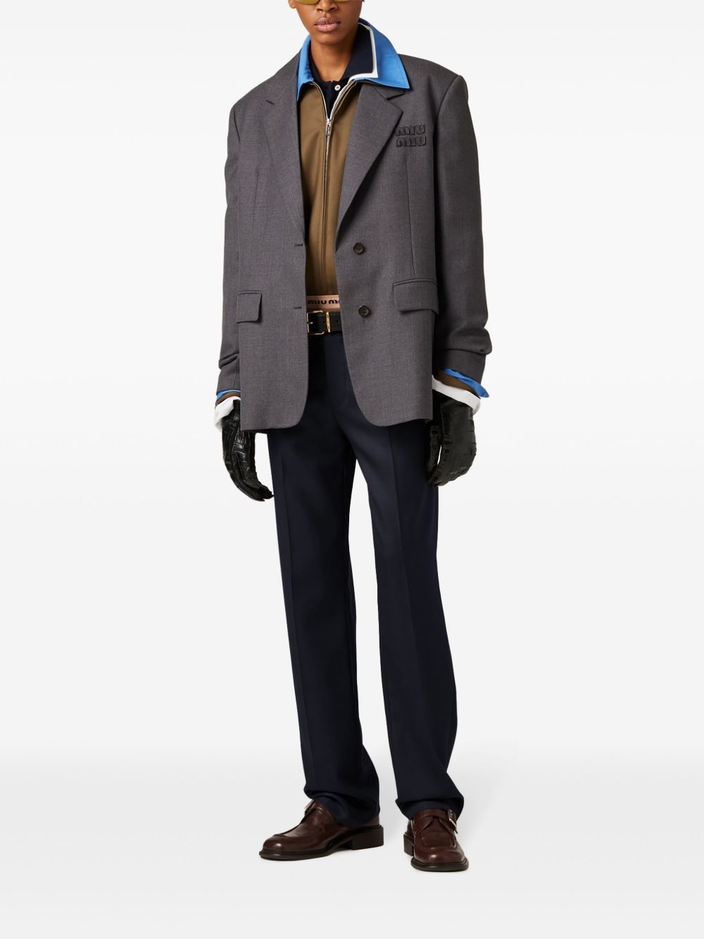 single-breasted gabardine blazer - 2