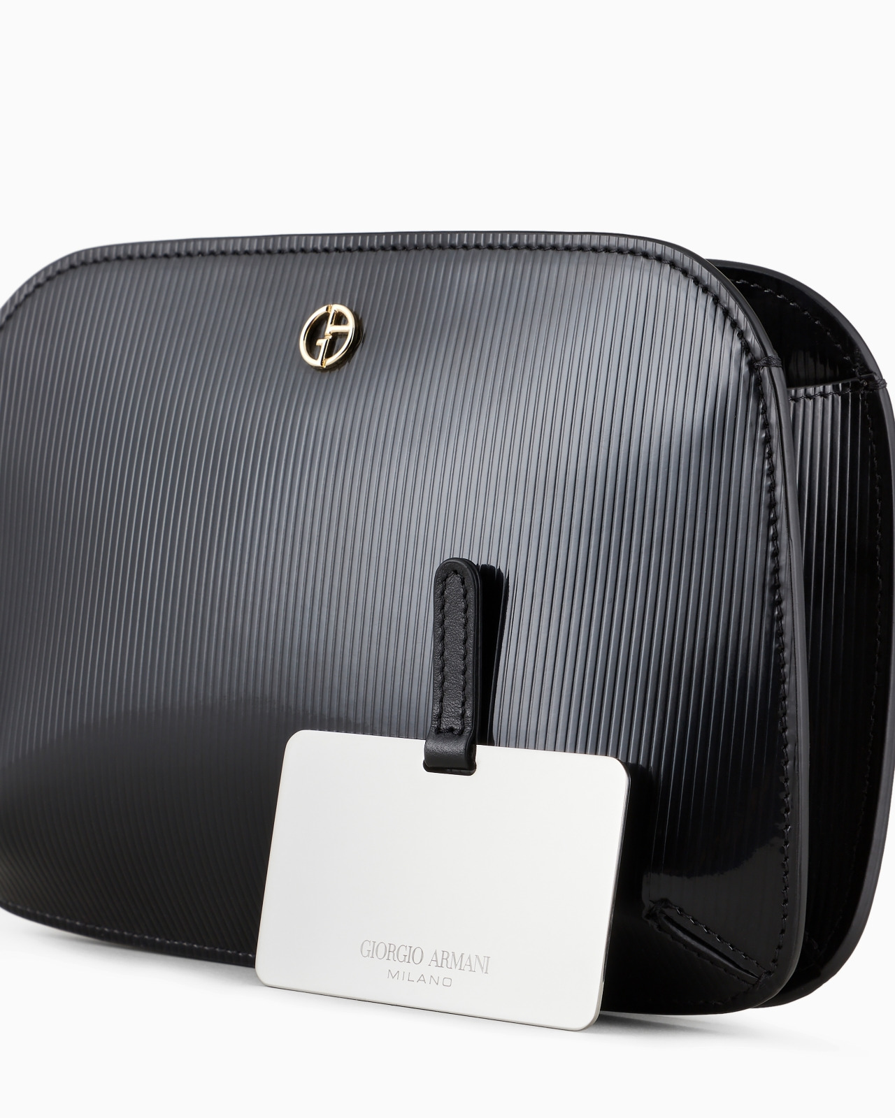 Striped, lamé-leather la Prima clutch bag - 6