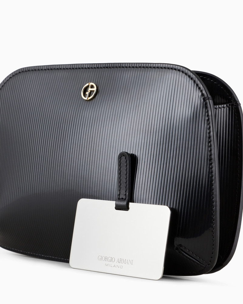 Striped, lamé-leather la Prima clutch bag 6