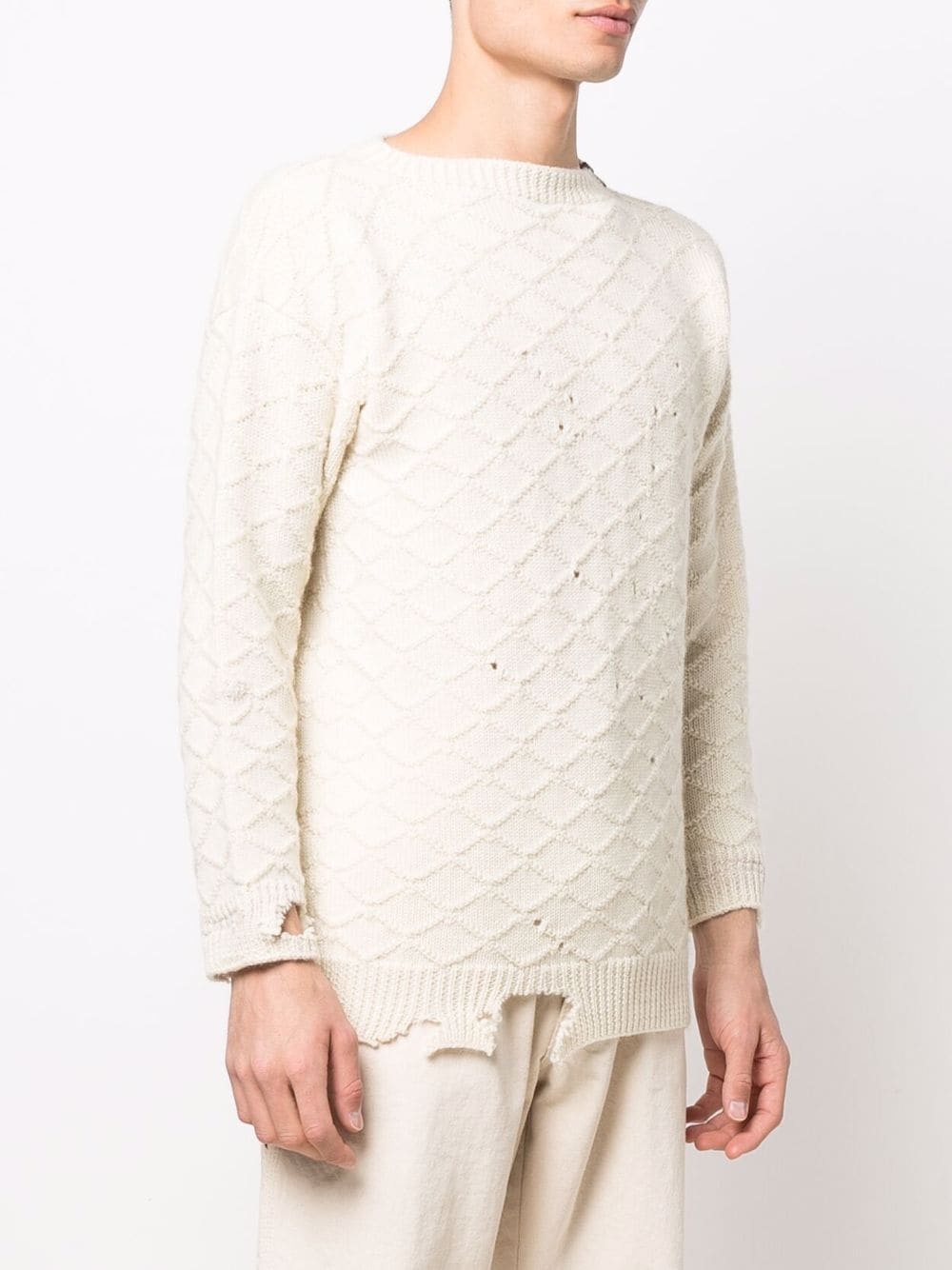 distressed-effect wool jumper - 3